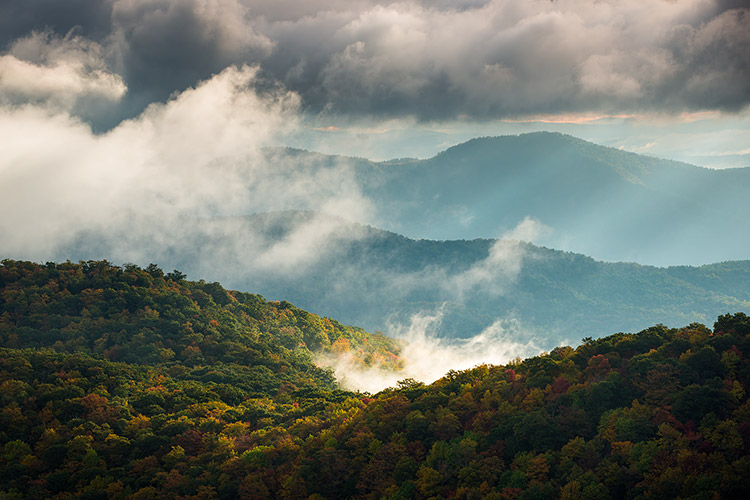 Asheville NC Autumn Sunrise Mountains Landscape Photo Print