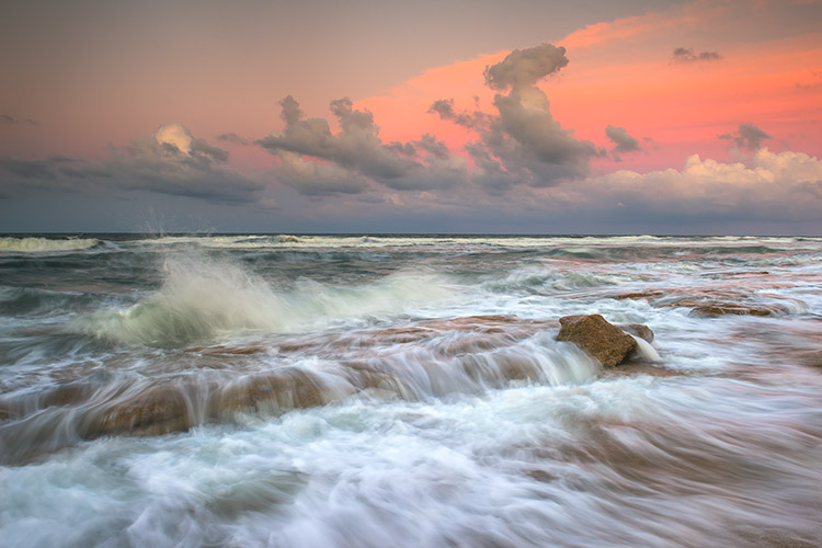 Florida Seascape Photography Prints Coquina Rocks Beach Sunset Palm