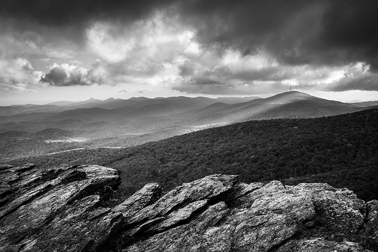 Grandfather Mountain Rough Ridge Hiking Trail Black White Scenic Landscape Print
