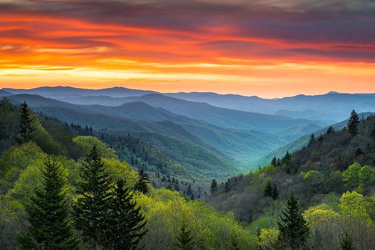 Gatlinburg TN Smoky Mountains Sunrise Landscape Prints