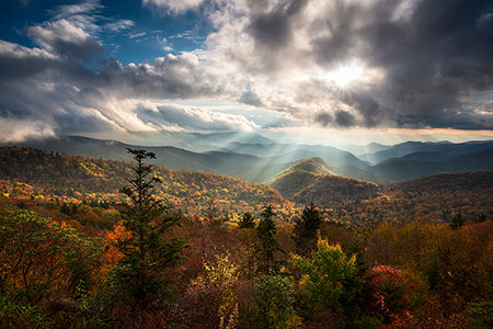 Blue Ridge Mountains Autumn Landscape Canvas