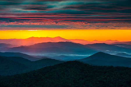 Southern Appalachian Mountains Scenic Sunrise Landscape Photography