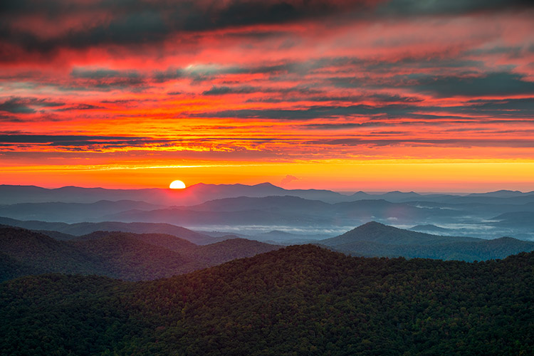 Asheville NC Blue Ridge Parkway Sunrise Photography Prints
