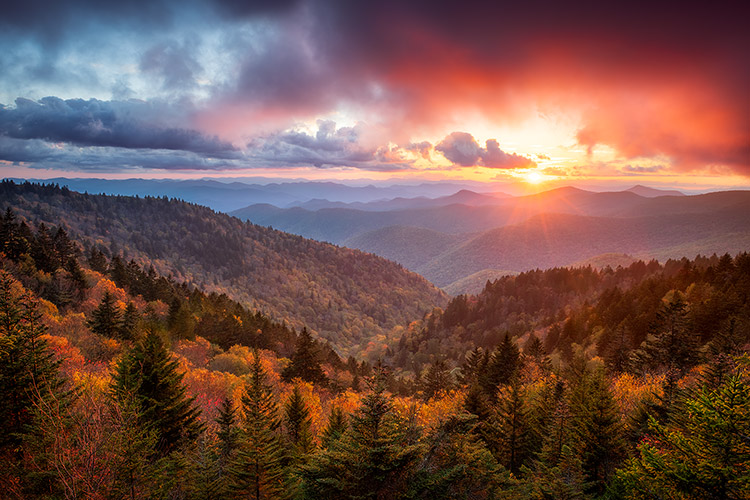 Autumn Sunset Asheville NC Blue Ridge Parkway Landscape Photography Prints