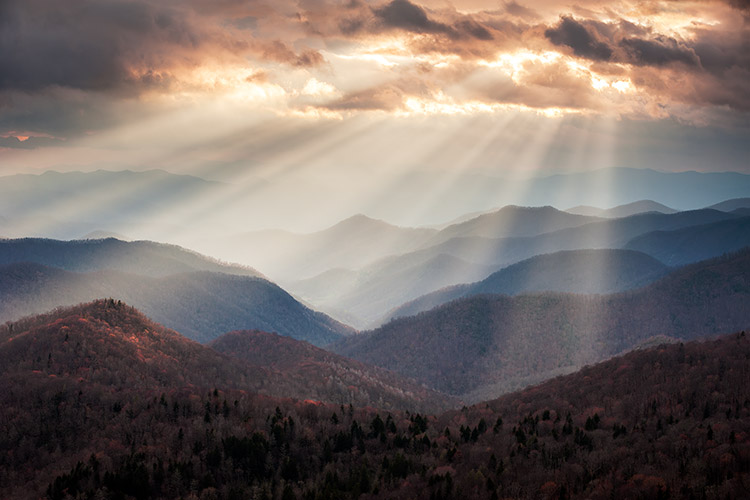 Blue Ridge Parkway Autumn Light Rays Photography Print