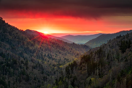 Great Smoky Mountains Sunset Wall Art Prints Gatlinburg TN