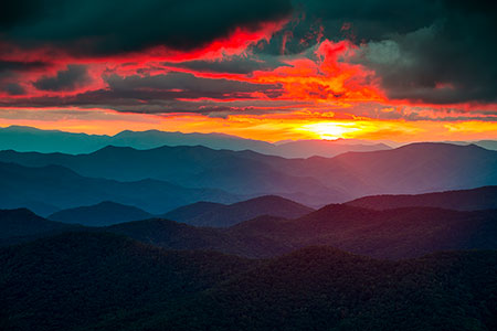 Blue Ridge Parkway Sunset Cowee Mountains Overlook Photo