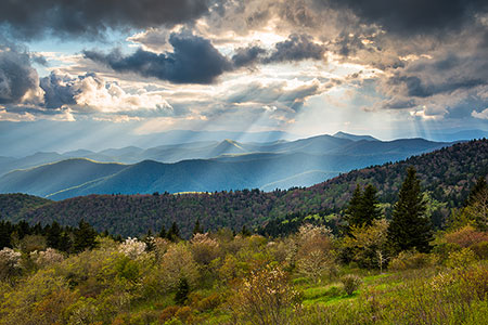 Blue Ridge Parkway NC Spring Light Rays Landscape